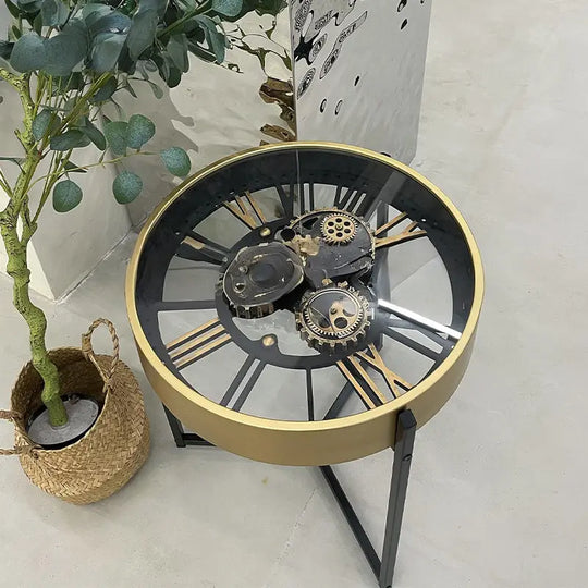 BRUCE Industrial Clock Side Table