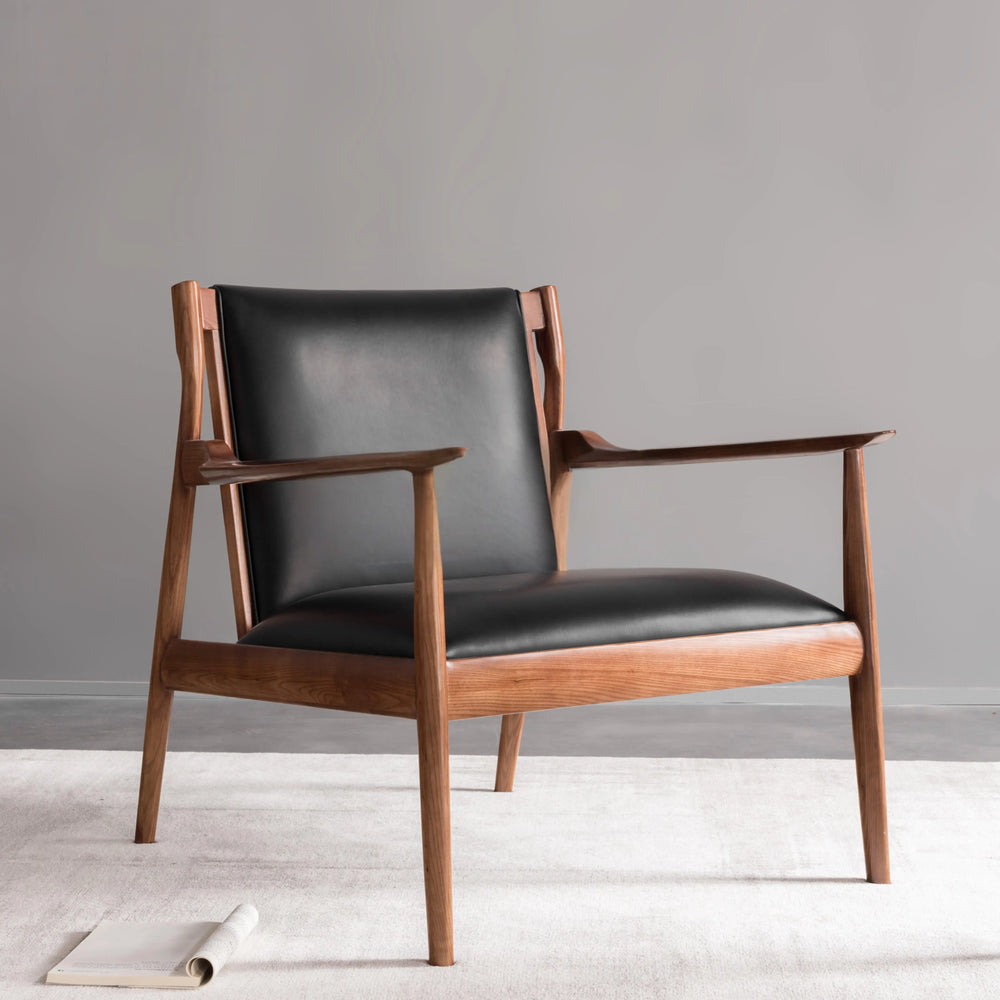 QUUP Solid Wood Leather Lounge Chair