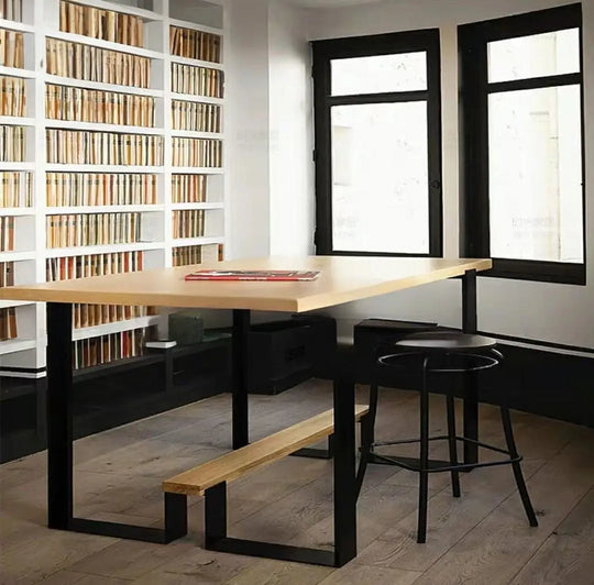 NASIL Industrial Solid Wood Bar Dining Table