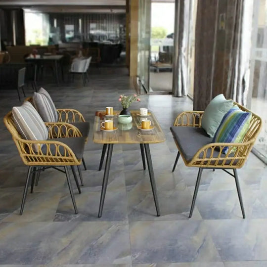 URESER  Outdoor Rattan Dining Table & Bench
