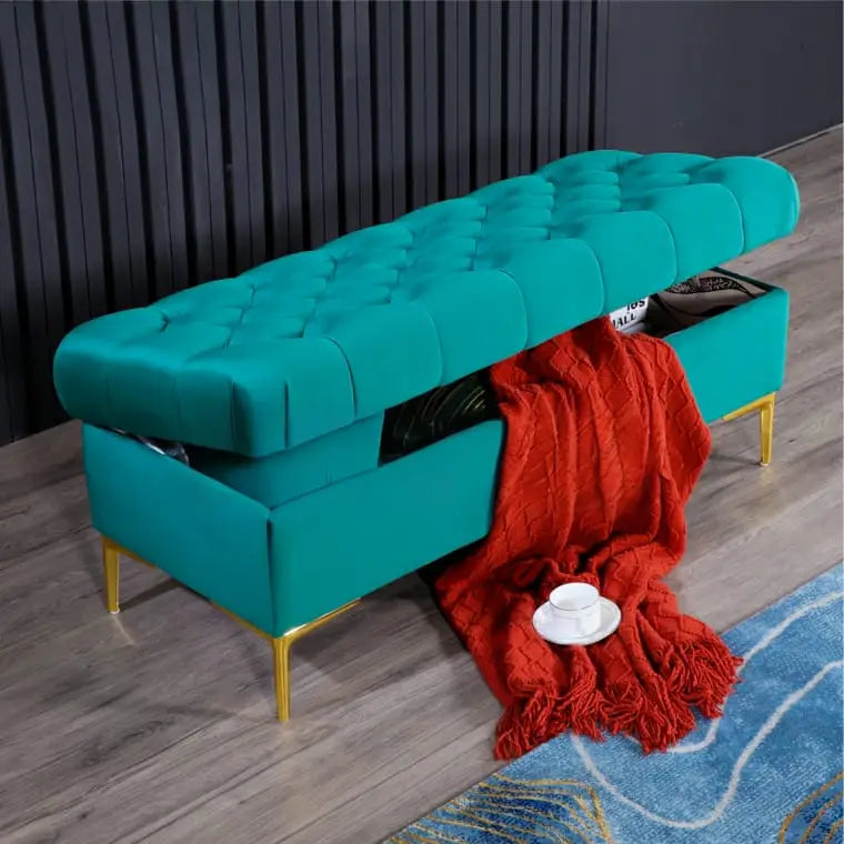 KIRI Victorian Tufted Velvet Storage Ottoman