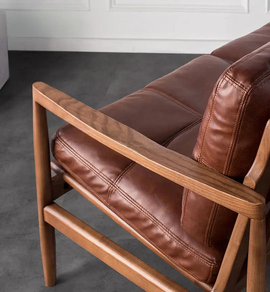 DARK Solid Wood Leather Chair and Sofa