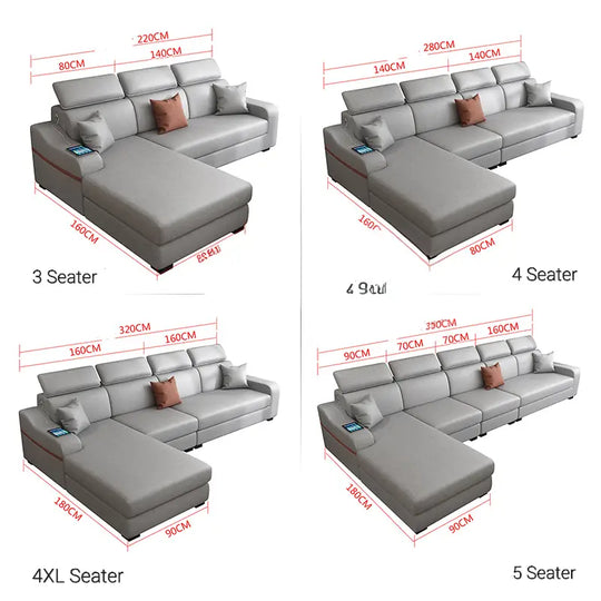 RAES Modern Faux Leather Sofa