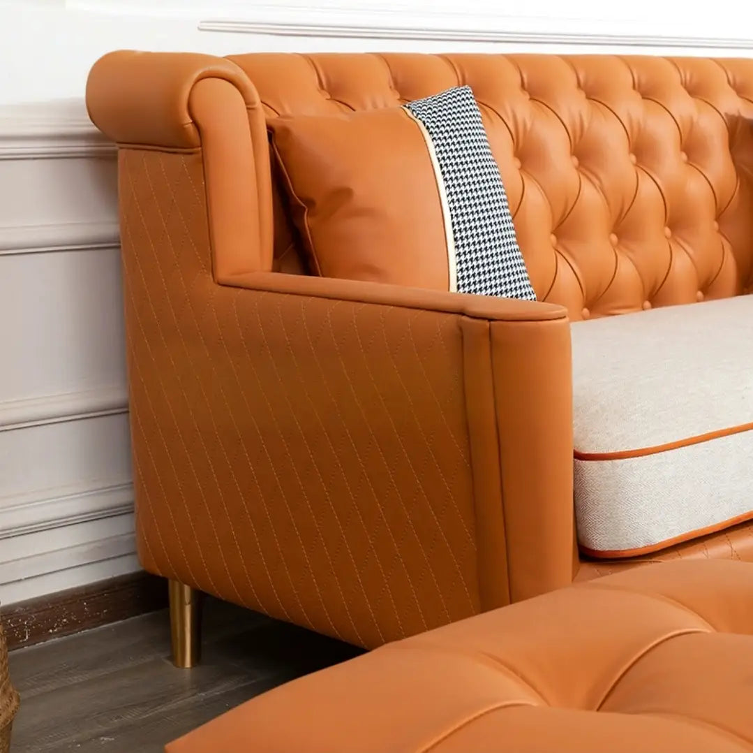 DEJI Victorian Leather Sofa