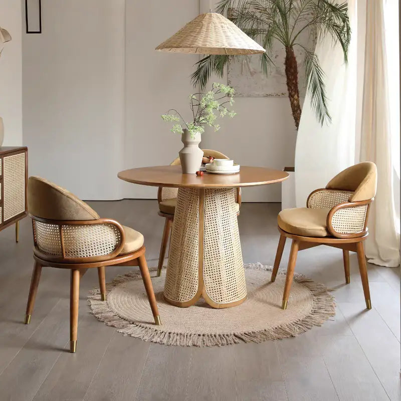 KASHI Japandi Rattan Dining Table