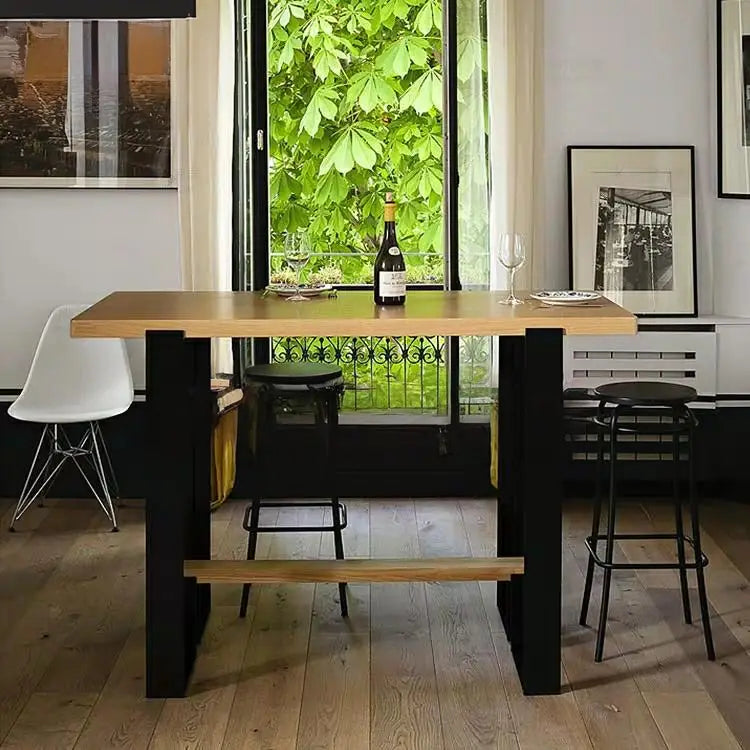 NASIL Industrial Solid Wood Bar Dining Table