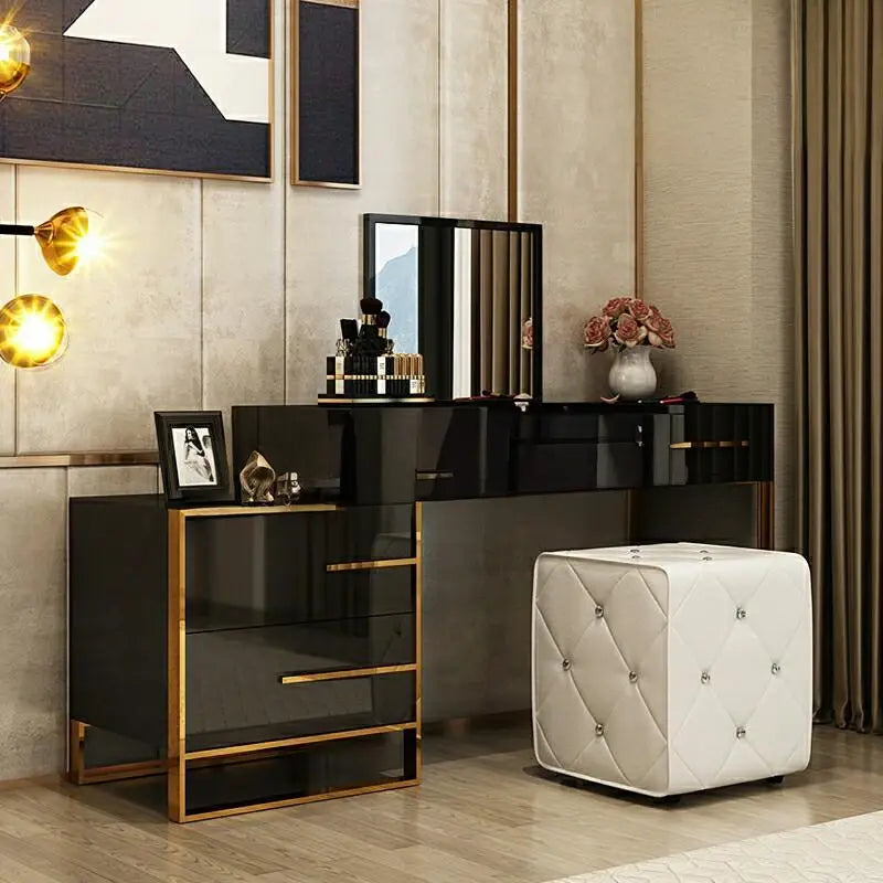 GASELLE Modern Flip Mirror Vanity Table Set