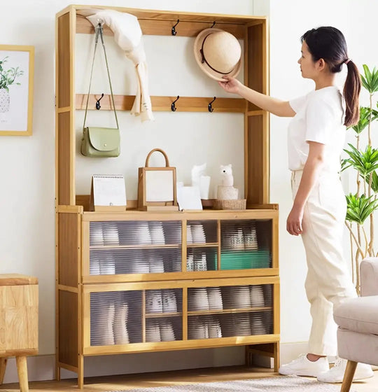 STURE Rustic Rattan Shoe Cabinet
