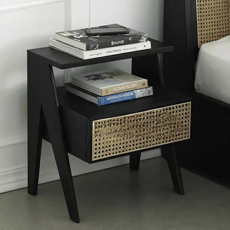JOCK Rustic Rattan Bedside Table