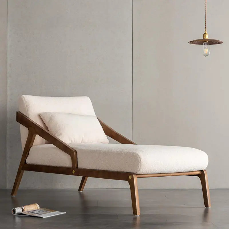 JOG Solid Wood Cashmere Chaise Lounge Chair