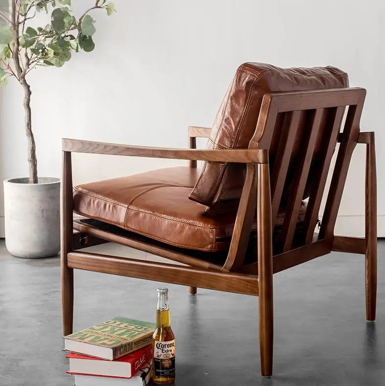 DARK Solid Wood Leather Chair and Sofa