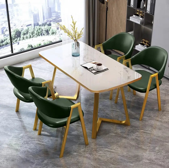 ECAl Modern Marble Dining Table & Chairs