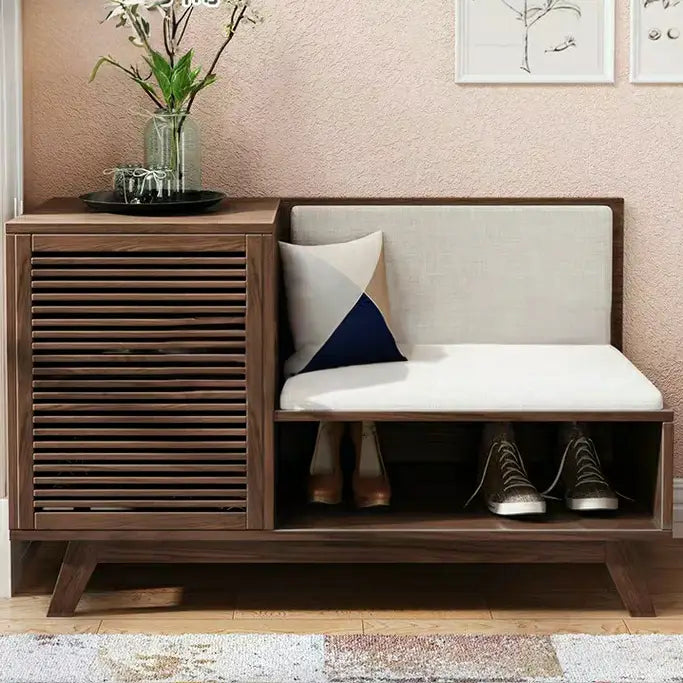 RENEE Rustic Solid Wood Shoe Cabinet Bench