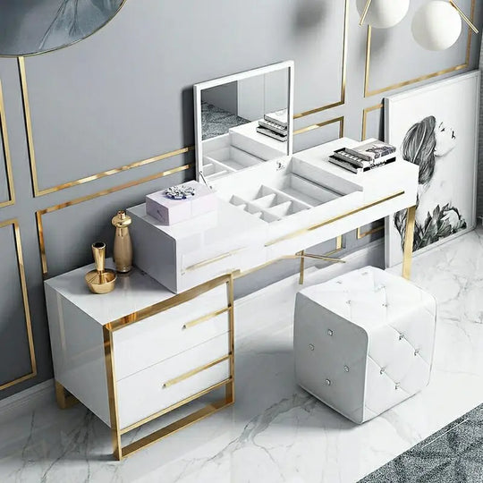 GASELLE Modern Flip Mirror Vanity Table Set