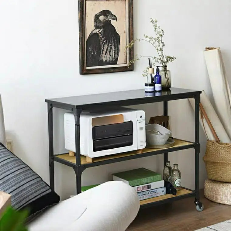 SUNDRY Modern Industrial Solid Wood Bar Cart