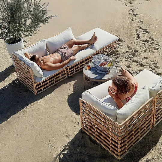 RIAH Scandinavian Outdoor Rattan Sofa