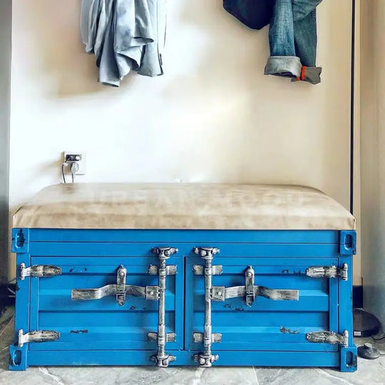 ZAHARA Industrial Metal Ottoman Bench