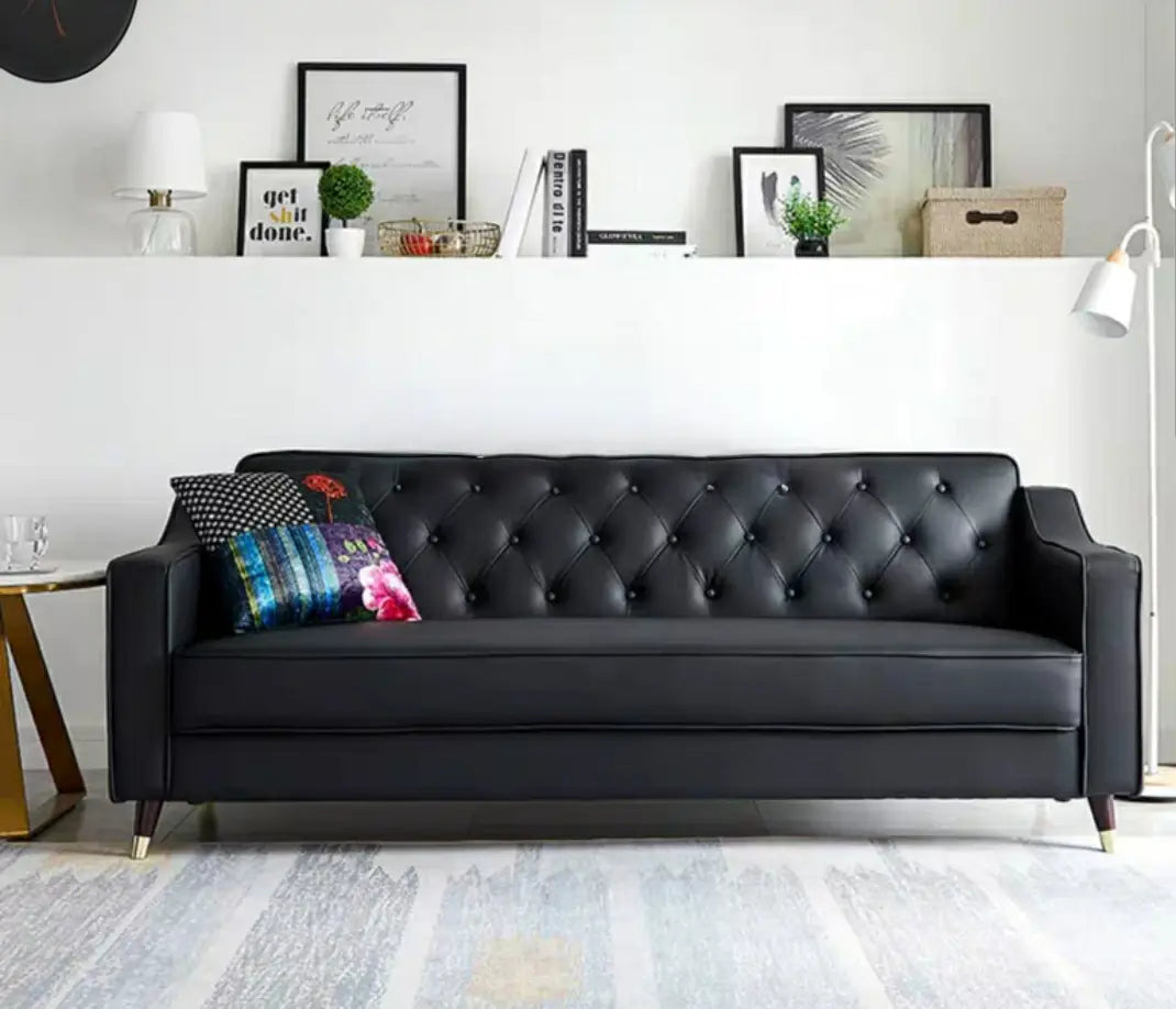 GIOVANNI Classic Faux Leather Tufted Sofa