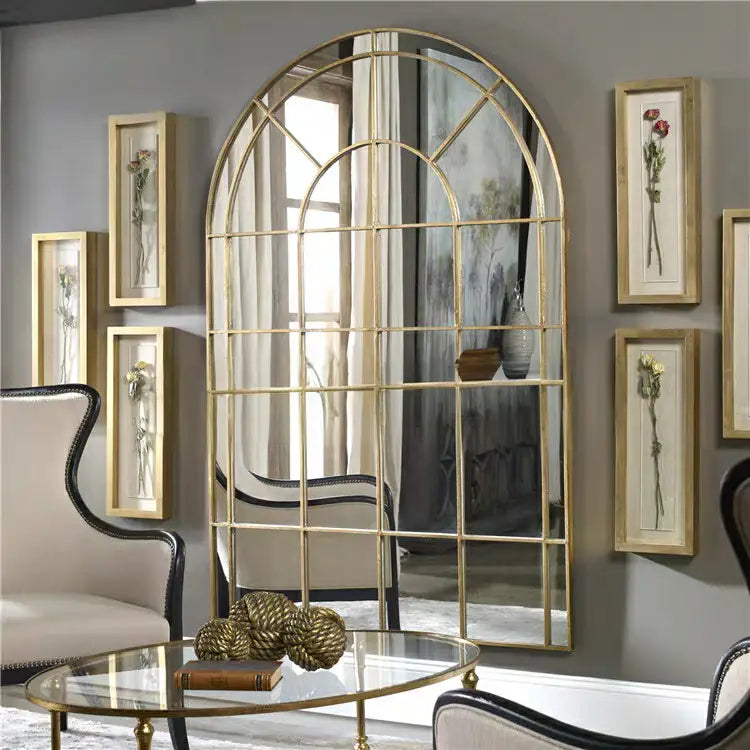 SALVATORE Vintage Arch Window Wall Mirror