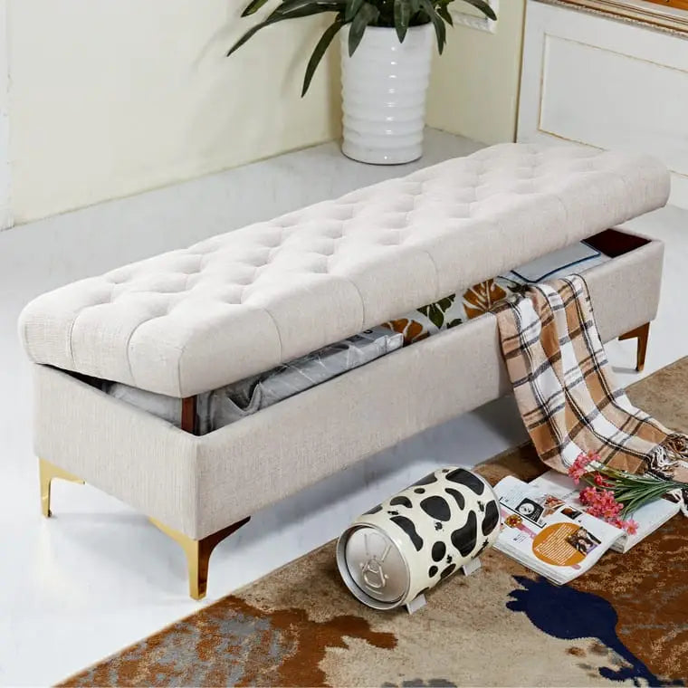 KIRI Victorian Tufted Velvet Storage Ottoman