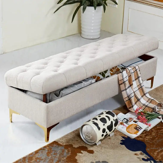 KIRI Victorian Tufted Velvet Storage Ottoman