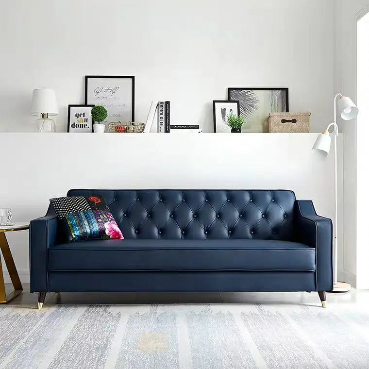 GIOVANNI Classic Faux Leather Tufted Sofa
