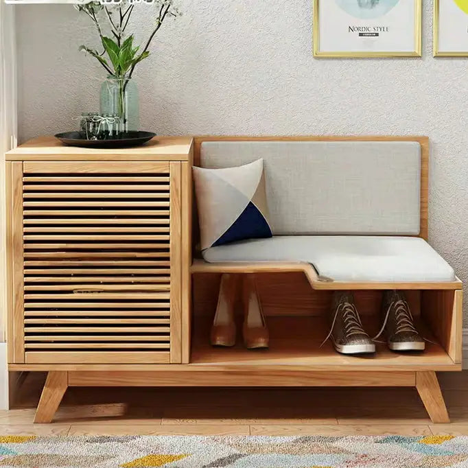 RENEE Rustic Solid Wood Shoe Cabinet Bench