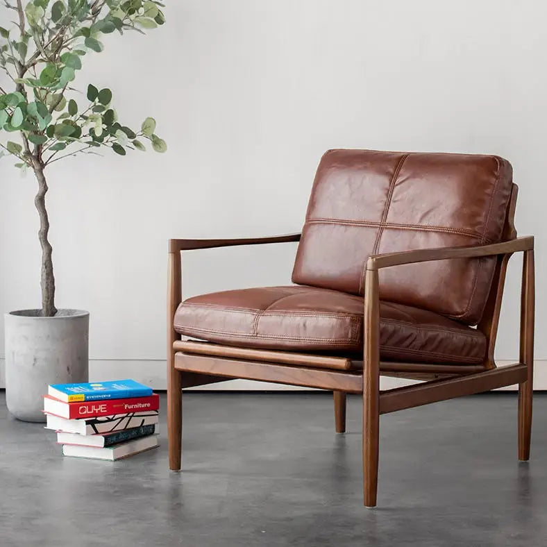DARK Solid Wood Leather Chair and Sofa