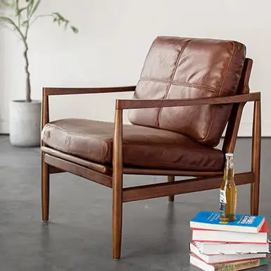 DARK Solid Wood Leather Chair and Sofa