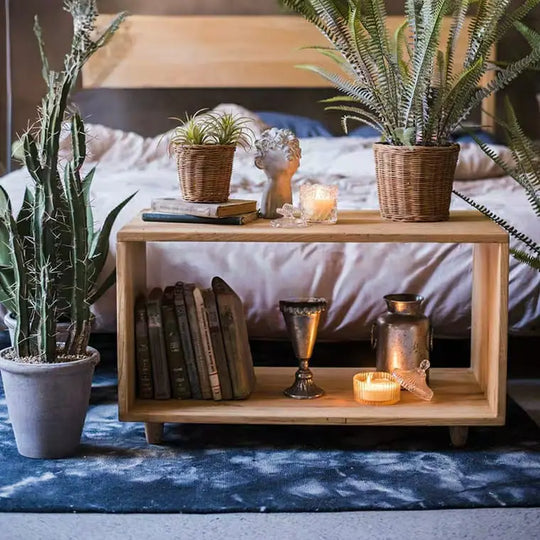 MOBLER Rustic Solid Wood Side Table
