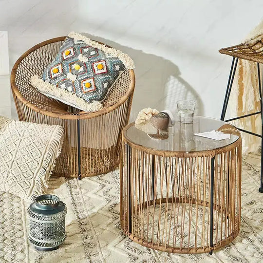 STAN Rustic Rattan Lounge Chair