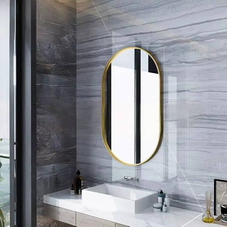 ALASTAIR Modern Stainless Steel Oval Mirror
