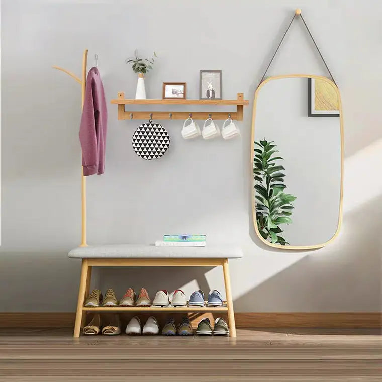 HUNGA Scandinavian Hallway Bench & Mirror
