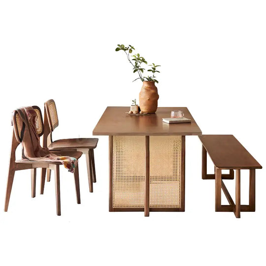 KASHI Japandi Rattan Dining Table
