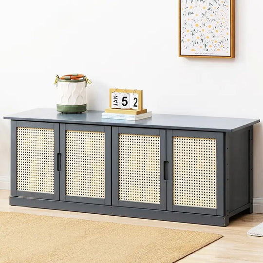 ÉLEST Rustic Rattan Shoe Bench