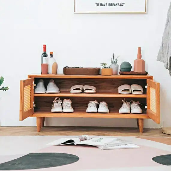 SIGVARD Rustic Solid Wood Shoe Cabinet