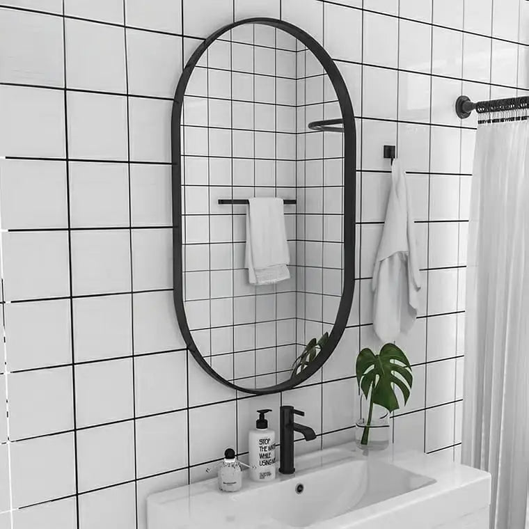 ALASTAIR Modern Stainless Steel Oval Mirror
