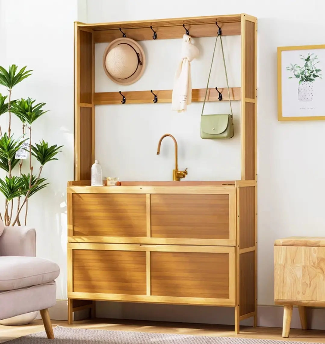 STURE Rustic Rattan Shoe Cabinet