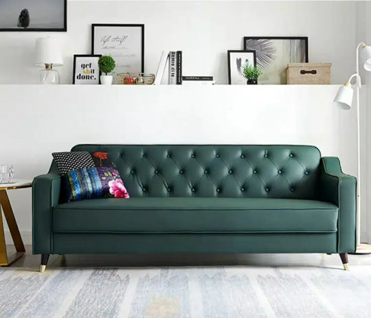 GIOVANNI Classic Faux Leather Tufted Sofa