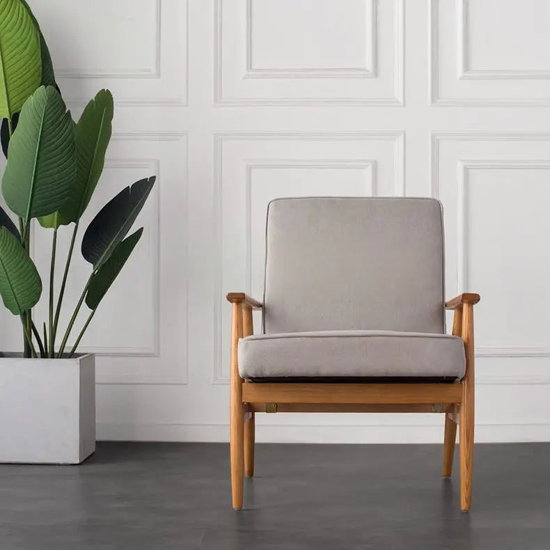 CHARLES  Solid Wood Fabric Lounge Chair