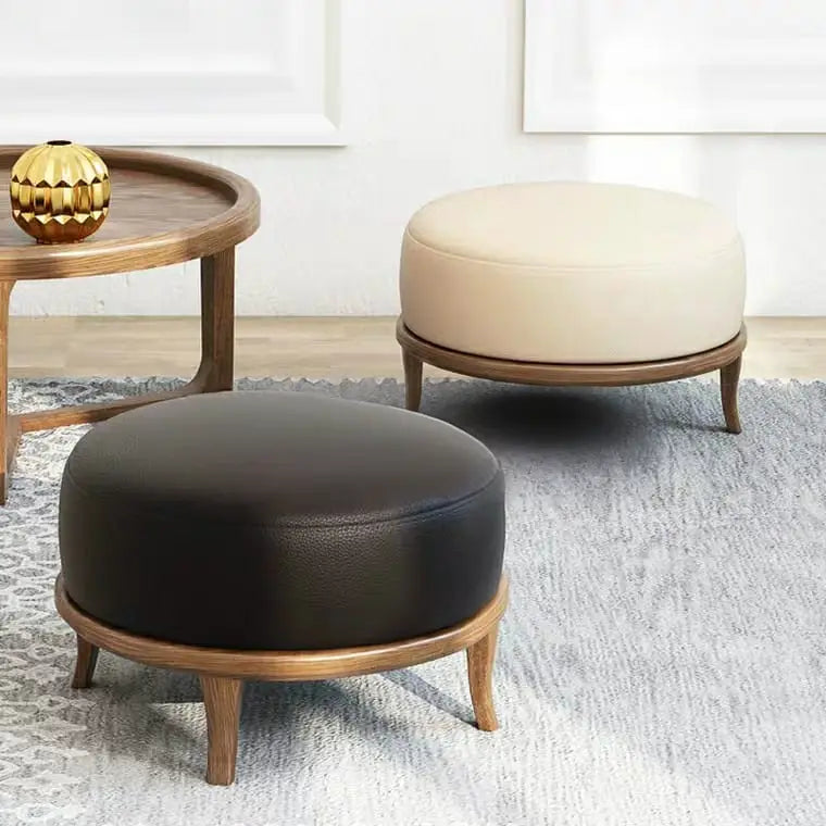 FABIEN Rustic Faux Leather Ottoman