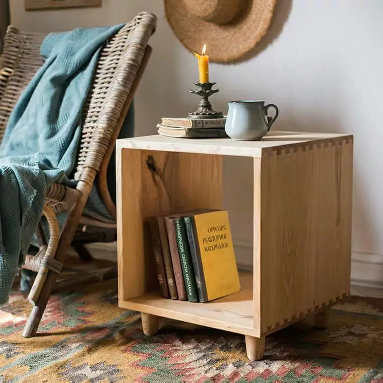 MOBLER Rustic Solid Wood Side Table