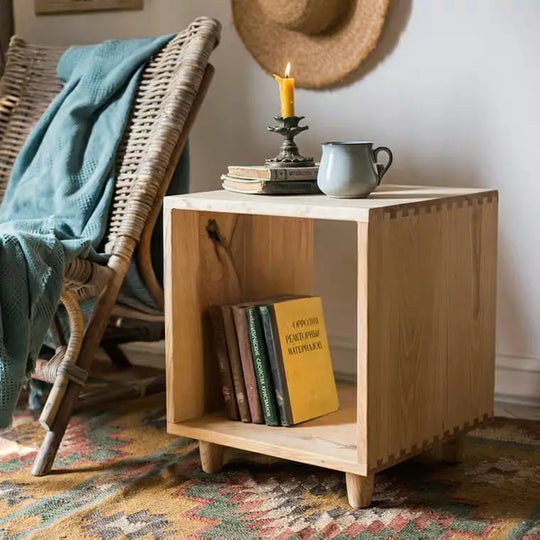 MOBLER Rustic Solid Wood Side Table