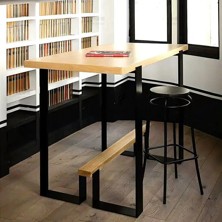 NASIL Industrial Solid Wood Bar Dining Table
