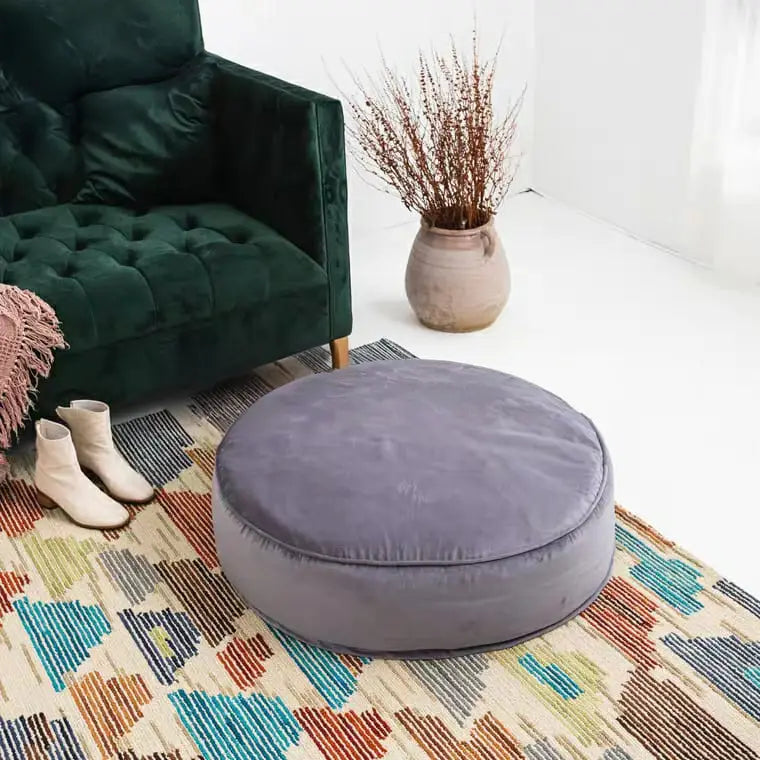 DENCER Modern Round Velvet Ottoman