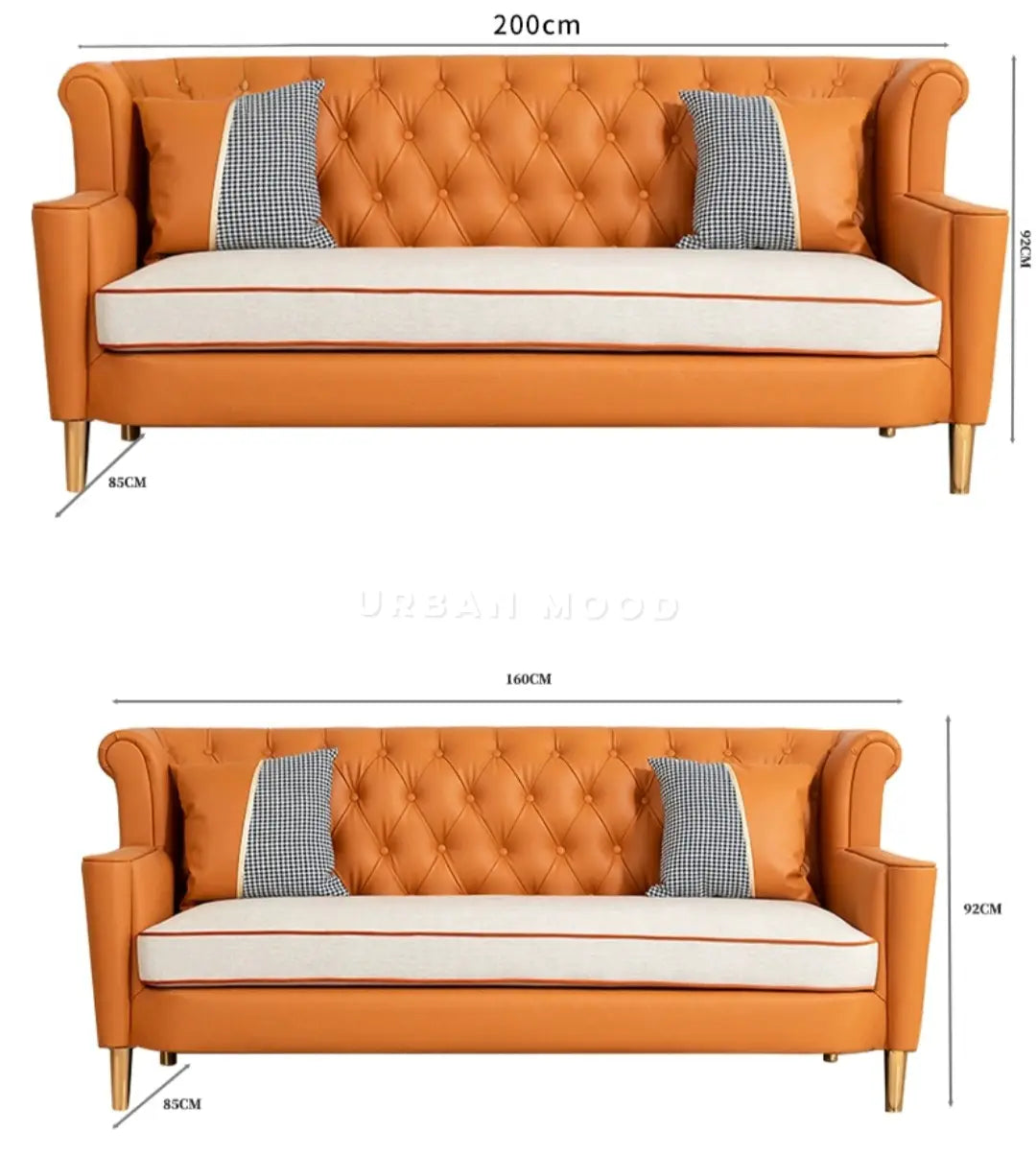 DEJI Victorian Leather Sofa
