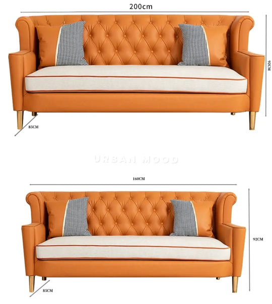 DEJI Victorian Leather Sofa