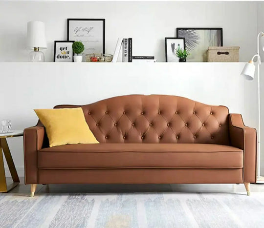 GIOVANNI Classic Faux Leather Tufted Sofa