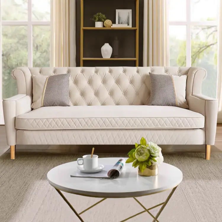 DEJI Victorian Leather Sofa