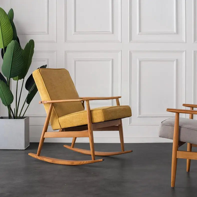 ADAMS Solid Wood Fabric Rocking Chair